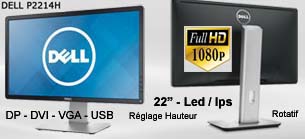 ECRAN LCD DELL  22"  -  P2214H -  LED / IPS  - 1920 X 1080  