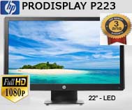 ECRAN LCD 22" LED  HP P223  - 1920 X 1080  - DP / VGA